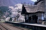 湯野上温泉駅の桜（下郷町）